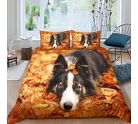 Cute border collie style Funda de Edredón Tres Piezas Diseño 3D con Cremallera Cute border collie estilo Funda Edredon incluye Fundas de Almohada Suave for niños y niñas Super king（260x220cm）