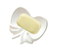 Cute Bow Ceramic Tray - Anti-Slip Base Soap Dish, Self-Draining Soap Saver with Sloped Drainage Holes, Multipurpose Shaver and Scrubber Holder with, Bowknot Design, Bathroom Organizer for Hotel Dorm