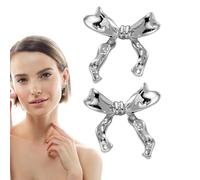 Cute Bow Earrings - Dainty Studs for Women Teens | Shiny Alloy with Crystal Detailing, Secure Post Backing, Stylish Accessories for Parties, Work Everyday Outfits Secure Post Backing 0.79x0.91 in