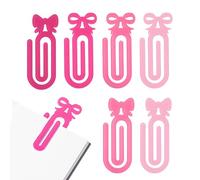 Cute Bow Paperclips, 6 Pieces Acrylic Clips, Large Paperclips with Fun Bookmark Feature, Durable Stationery Set, Paper Clip with Classroom Friendly Design, Office Supply for Teachers Students