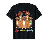 Cute Boxer Dog Together Love Hace Una Reunión Familiar Camiseta