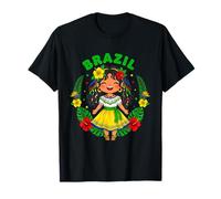 Cute Brazil Girl Traditional Dress Flag Colors Kids Camiseta