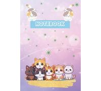 Cute Brown Cat Notebook - Pastel Lavender Edition: Kawaii Kitty Journal | 120 Lined Pages | Aesthetic Pastel Cat Notebook for Kids, Teens & Adults