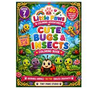 Cute Bugs & Insects Coloring Book: 40 Fun & Easy Bug & Insect Coloring Pages for Kids Ages 3-8 (Little Paws Coloring Adventure)
