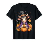 Cute Bull Witch Spooky Pet Halloween Matching Family Farm Camiseta