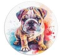 Cute Bullperro Puzzle Redondo 1000 Piezas Desafío Duro Imposible Exclusivo De Amazon para Adultos Y Niños 1000pcs (67.5x67.5cm)