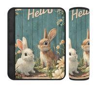 Cute Bunnies Garden - 2 almohadillas para correa de asiento de coche, protege tu cuello y hombros, funda para cinturón de seguridad para adultos para avión, sedán, SUV, forro de 10 x 7.7 pulgadas para