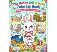 Cute Bunny And Friends Coloring Book: 50 Cute Bunny Adventures Featuring Bobo and Animal Friends - Bold and Easy Coloring Pages for Kids, Teens and Adults