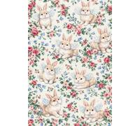Cute Bunny Coquette Lined Notebook | Adorable Floral Rabbit Journal with Angel Bunnies | Kawaii Cottagecore Coquette Animal Notebook | Perfect Gift for Kids and Animal Lovers | 6 x 9 Inch
