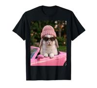 Cute Bunny Driving Pink Convertible Y2K Aesthetic Rabbit Camiseta