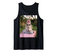 Cute Bunny Driving Pink Convertible Y2K Aesthetic Rabbit Camiseta sin Mangas