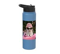 Cute Bunny Driving Pink Convertible Y2K Aesthetic Rabbit Stainless Steel Insulated Water Bottle