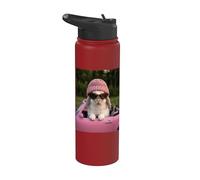 Cute Bunny Driving Pink Convertible Y2K Aesthetic Rabbit Stainless Steel Insulated Water Bottle