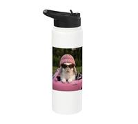 Cute Bunny Driving Pink Convertible Y2K Aesthetic Rabbit Stainless Steel Insulated Water Bottle