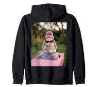 Cute Bunny Driving Pink Convertible Y2K Aesthetic Rabbit Sudadera con Capucha