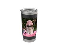 Cute Bunny Driving Pink Convertible Y2K Aesthetic Rabbit Vaso térmico de acero inoxidable de doble pared