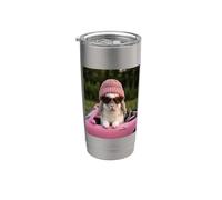 Cute Bunny Driving Pink Convertible Y2K Aesthetic Rabbit Vaso térmico de acero inoxidable de doble pared
