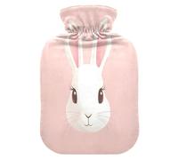Cute Bunny Face - Botella de agua caliente con funda de forro polar suave, bolsa de agua caliente para aliviar el dolor de cuello y hombros, terapias, calor y frío, talla S