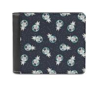 Cute Bunny in Space - Cartera plegable para hombre con tarjetero de cuero