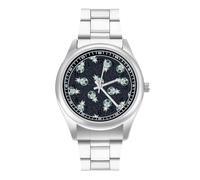 Cute Bunny in Space - Reloj casual para hombre con correa de acero inoxidable y cuarzo de aleación