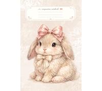 Cute Bunny Notebook Coquette Aesthetic: Kawaii Rabbit with Bow Journal, Soft Girl Cottagecore Pastel Watercolor Lined Notebook 6x9 for Girls, Teens, School, Cute Animal Gift