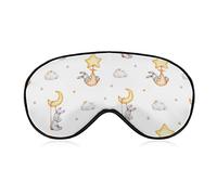 Cute Bunny Sleeping on Stars Sleep Mask Blindfold Lovely Rabbit Moon Cloud Ajustable Super-Smooth Soft Eye Mask Cover para Hombres Mujeres Viajes y siesta