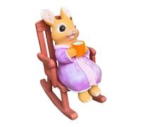 Cute Bunny Statue - Rocking Chair Rabbit Ornament, Resin Rabbit on Rocking Chair Sculpture, Garden Decor | Easter Bunny Figure for Home, Table, Shelf, Yard, Indoor Display Housewarming, Gift