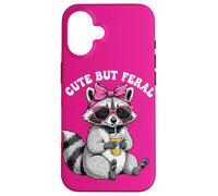 Cute But Feral Funny Cute Racoon With Sunglasses Racoon Carcasa para iPhone 16