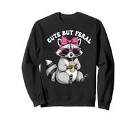 Cute But Feral Funny Cute Racoon With Sunglasses Racoon Sudadera