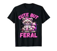 Cute But Feral Funny Pink Raccoon Sunglasses Kids Girls Camiseta