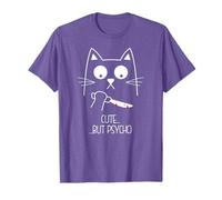 Cute But Psycho Funny Knife Killer Cat T-shirt Gift Camiseta