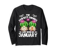Cute Cactus Birthday Gnomes For Women Who Born In January Manga Larga