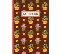 CUTE CACTUS COMPOSITION NOTEBOOK: Dark red seamless pattern cover, 6”X9”,College Ruled, 120 Pages
