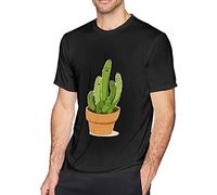 Cute Cactus Love Men's T-Shirt Tees Short Workout Tops Fashion Black (X-Large)