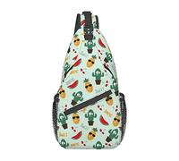 Cute Cactus Pine Cartoon Banana Sling Bag, Casual Crossbody Shoulder Bag Senderismo Mochila Crossbody Hombro Mochila Travel Chest Pack para Hombres Mujeres