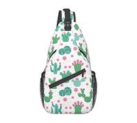 Cute Cactus Seamless Illustration Men's Sling Backpack, Travel Hiking Day Bag Crossbody Shoulder Bag.