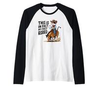 Cute Calico Cat Cowboy Horse Este Es De Hecho Mi Primer Rodeo Camiseta Manga Raglan