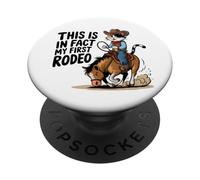 Cute Calico Cat Cowboy Horse Este Es De Hecho Mi Primer Rodeo PopSockets PopGrip Adhesivo
