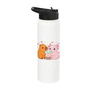Cute Capybara and Axolotl Bubble Tea Boba Girls Kawaii Anime Stainless Steel Insulated Water Bottle