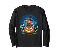 Cute Capybara Halloween Costume Spooky Pumpkin Manga Larga