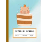 Cute Capybara in Bath Composition Notebook: Kawaii Capybara Writing Diary for Girls | Wide Ruled | 7.5" x 9.25" | 120 Pages | Cozy Spa Theme | Soft Blue Background | Adorable Animal Stationery Gift