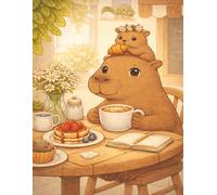 Cute Capybara Notebook: Café Time: Aesthetic College Ruled Lined Notebook for Teens, Students and Capybara Lovers