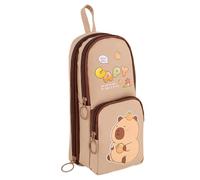 Cute Capybara Panda Pencil Case, 6 Layer Aesthetic Pen Holder, 3.74x2.76x8.27 Inches Large Capacity Pencil Pouch, Stationery Organizer for School, Workarea and Art Supplies