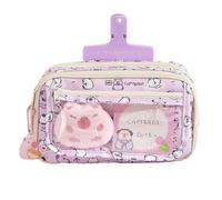 Cute Capybara Pencil Case, Wide Opening Multi-Layer Transparent Pen Pouch, Zippered Pencil Case for School Supplies, Pens, 8.66x5.51x3.94 inches Pencils, Pins, Badge, Memo Pad, Atributo único,