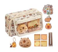 Cute Capybara Pencil Case, Zippered Portable Pen Holder, Fun Wide Opening Pouch For Kids, Stationery Organizer With 9 Compartments, Practical Pencil Bag For Office And School Use 8.27x4.13x5.12 Inches