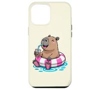 Cute Capybara Pool Float Beach Summer Rainbow Boba Tea Carcasa para iPhone 12 Pro Max