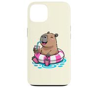 Cute Capybara Pool Float Beach Summer Rainbow Boba Tea Carcasa para iPhone 13