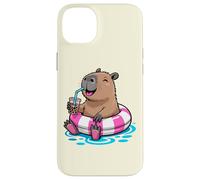 Cute Capybara Pool Float Beach Summer Rainbow Boba Tea Carcasa para iPhone 14 Plus