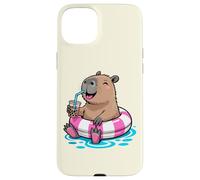 Cute Capybara Pool Float Beach Summer Rainbow Boba Tea Carcasa para iPhone 15 Plus