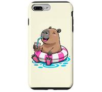 Cute Capybara Pool Float Beach Summer Rainbow Boba Tea Carcasa para iPhone 7 Plus/8 Plus